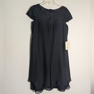 LanTing Womens Dress NWT Sheer Lace Beaded Layered Skirt Formal Christmas sz 12‎